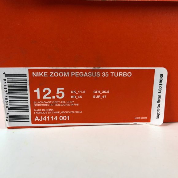 Nike Pegasus 35 Turbo Zoom Size 12.5 AJ4114 001 - Picture 8 of 8